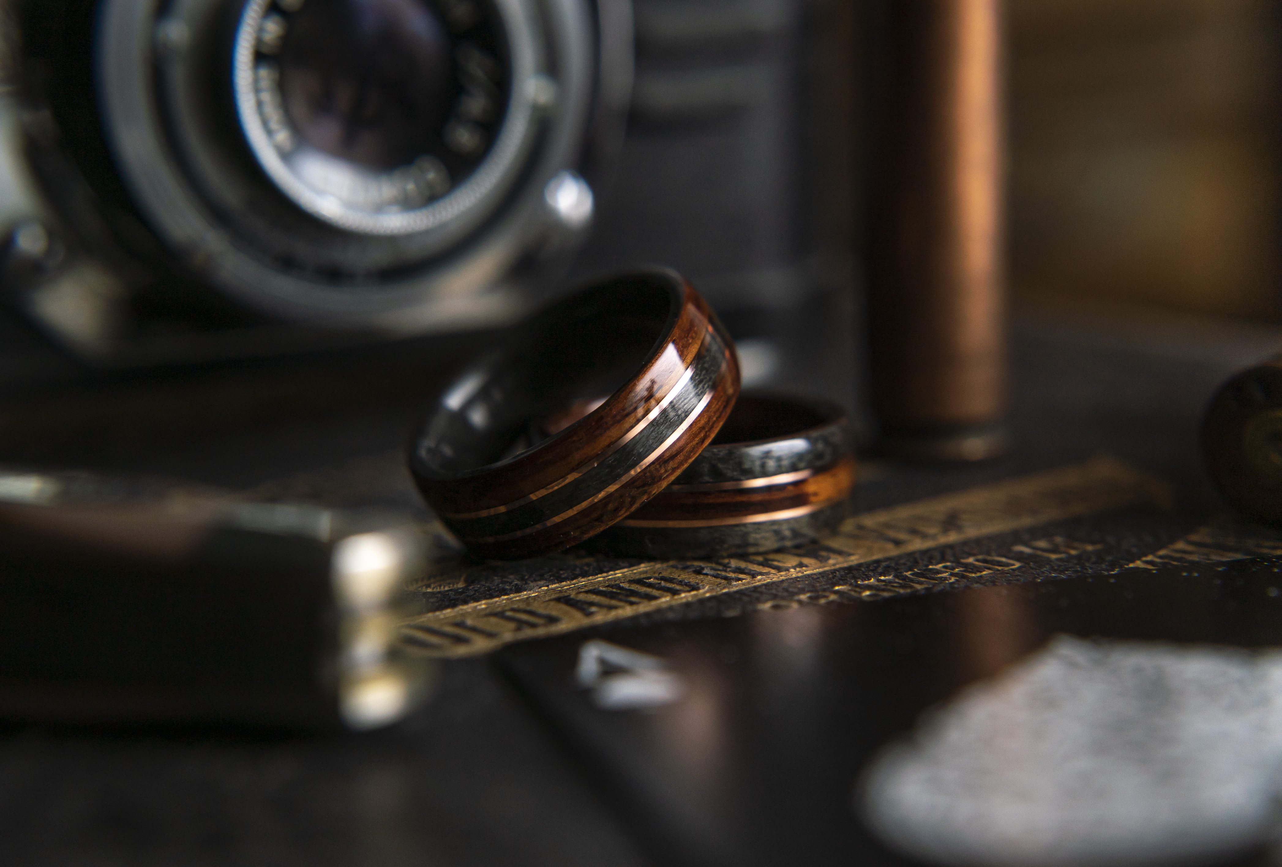 Handcrafted wooden wedding bands by Ring + Grove co